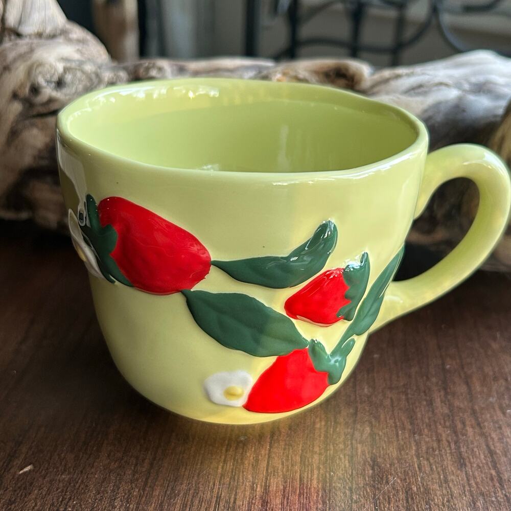 New Anthropology Foster Icon Stoneware Mug strawberry coffee tea